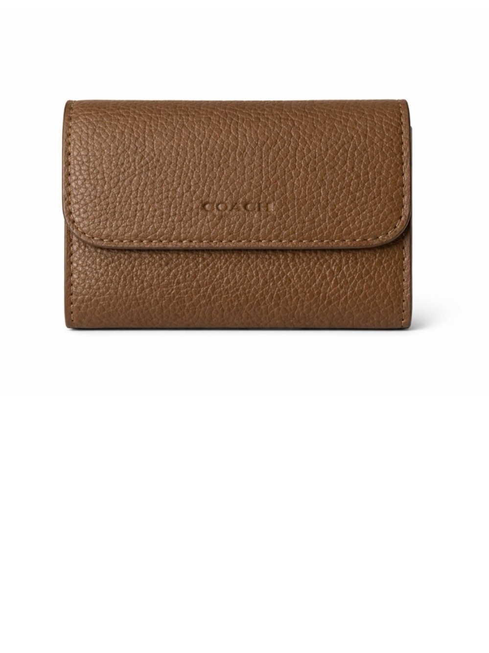 Coach Tan Pebbled Leather Wallet with Embossed Logo